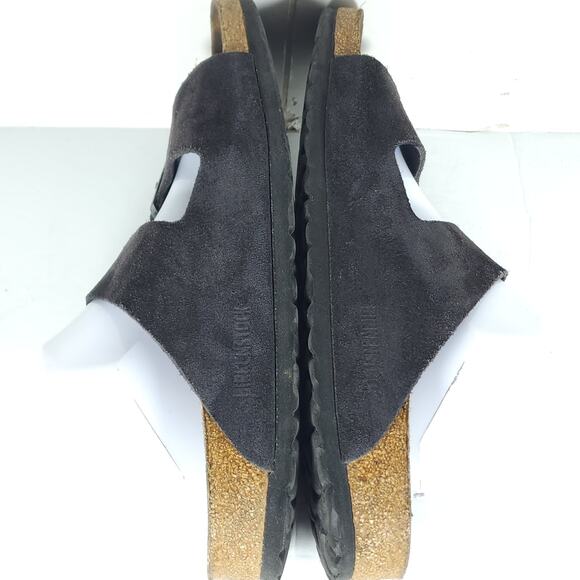 BIRKENSTOCK Arizona EU41 L10 M8 Suede Midnight Blue Soft Footbed Slide Sandals - Picture 16 of 16
